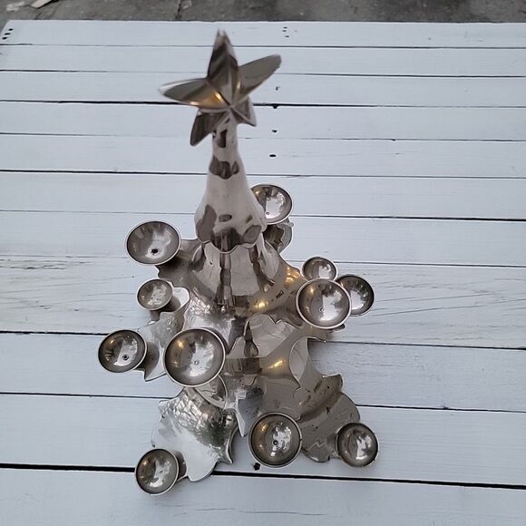 Metal Christmas Tree Candle Holder Ball Candles or Ornaments 12 Space